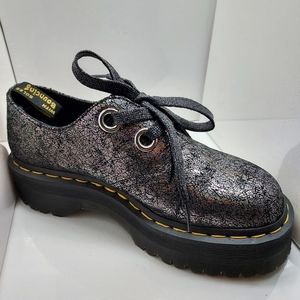Dr. Martens Women's Platform Holly Gunmetal Iridescent Crackle